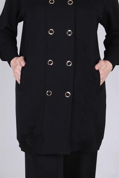 Behrem  Büyük Beden Pantolonlu Takım Siyah OTW35110