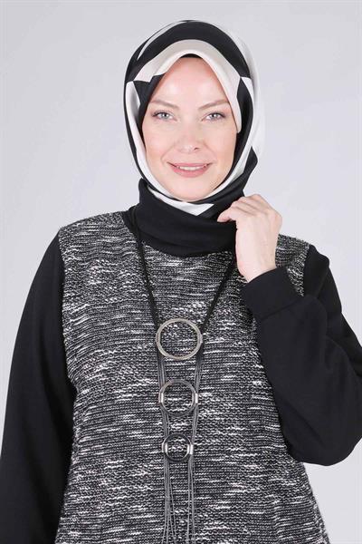 Behrem  Büyük Beden Pantolonlu Takım Siyah OTW35112