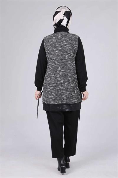 Behrem  Büyük Beden Pantolonlu Takım Siyah OTW35112