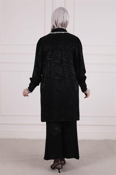 Behrem Büyük Beden Pantolonlu Takım Siyah OTW60021