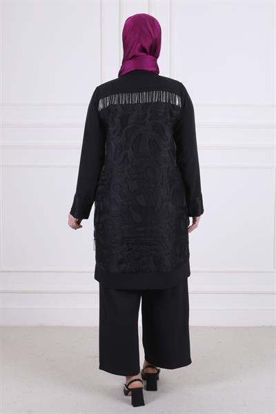 Behrem Büyük Beden Pantolonlu Takım Siyah OTW60019