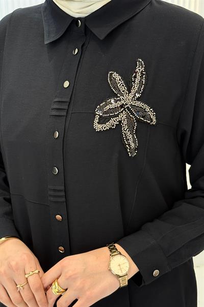 Behrem Büyük Beden Pantolonlu Takım Siyah OTW3561