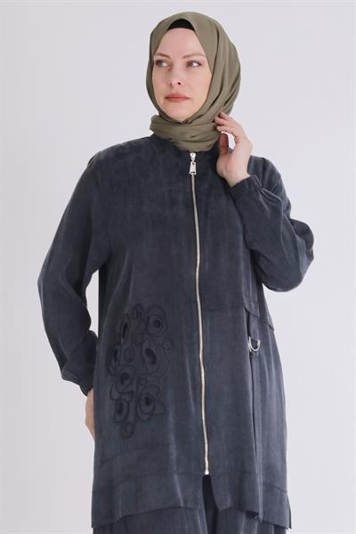 Behrem Büyük Beden Şalvarlı Takım Siyah OTW35123