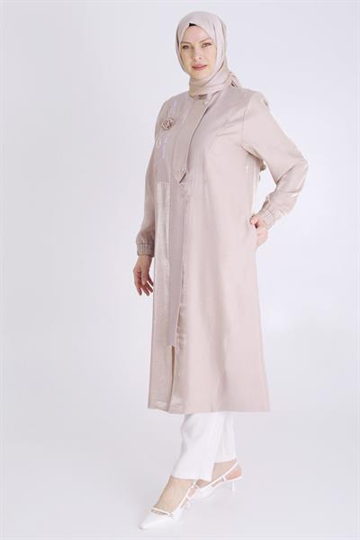 Behrem Büyük Beden Saten Tensel Kap Stone OTW25125