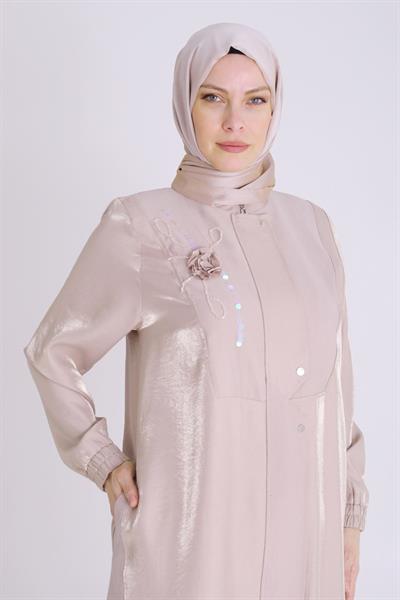 Behrem Büyük Beden Saten Tensel Kap Stone OTW25125