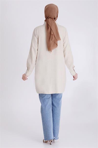 Behrem Büyük Beden Taşlı Tunik Bej OTW23033