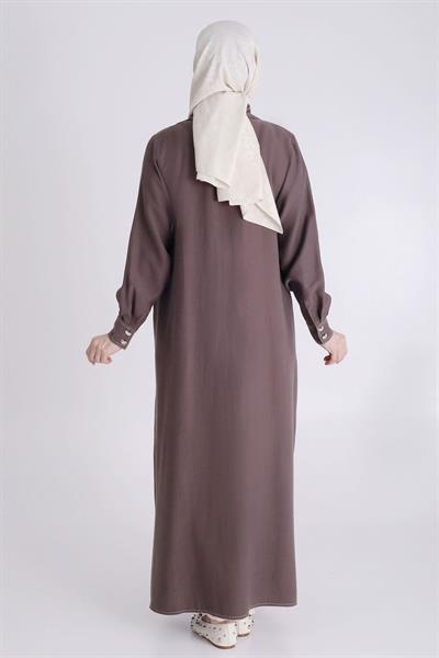 Behrem Büyük Beden Tensel Ferace Kahve OTW28074