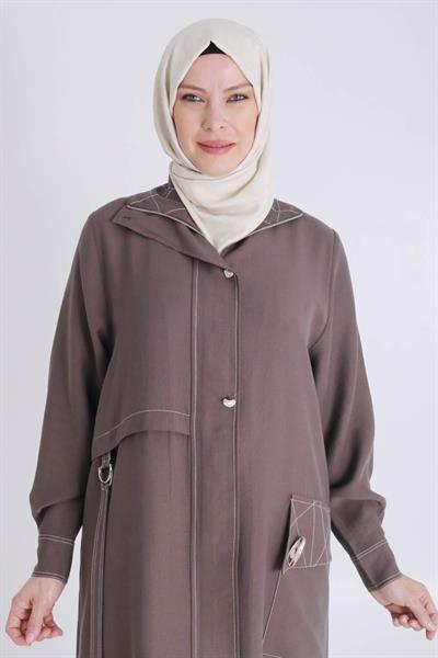 Behrem Büyük Beden Tensel Ferace Kahve OTW28074