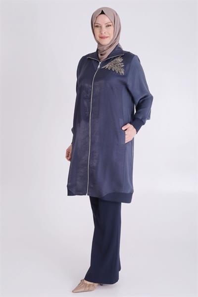 Behrem Büyük Beden Tensel Kap Lacivert OTW25124