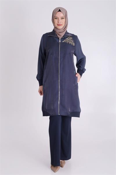 Behrem Büyük Beden Tensel Kap Lacivert OTW25124