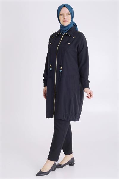 Behrem Büyük Beden Tensel Kap Siyah OTW25127