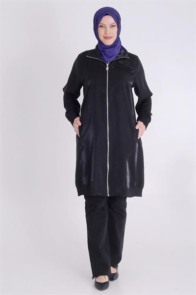 Behrem Büyük Beden Tensel Kap Siyah OTW25124