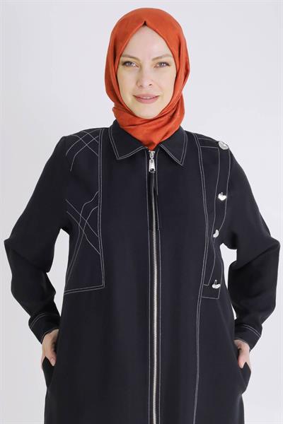 Behrem Büyük Beden Tensel Kap Siyah OTW25126