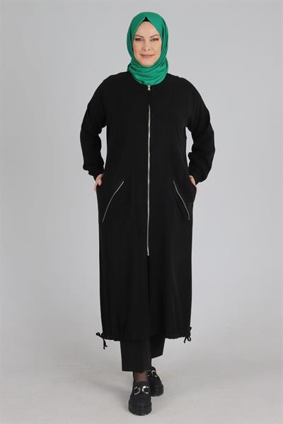 Behrem Büyük Beden Tensel Kap Siyah OTW25086