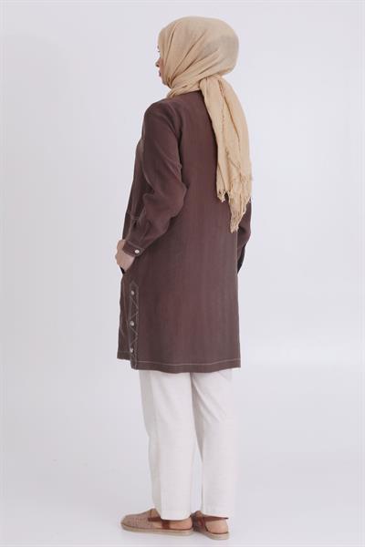 Behrem Büyük Beden Tensel Kumaş Kap Kahve OTW25113