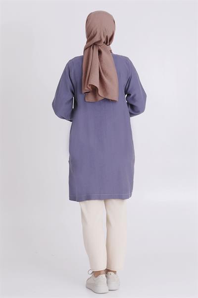 Behrem Büyük Beden Tensel Kumaş Kap Morcivert OTW25113