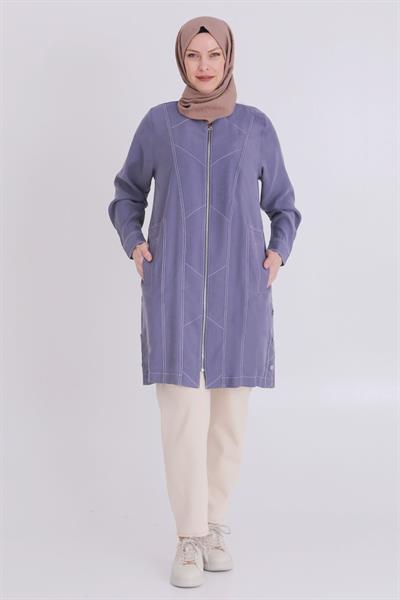 Behrem Büyük Beden Tensel Kumaş Kap Morcivert OTW25113