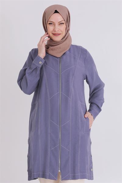 Behrem Büyük Beden Tensel Kumaş Kap Morcivert OTW25113