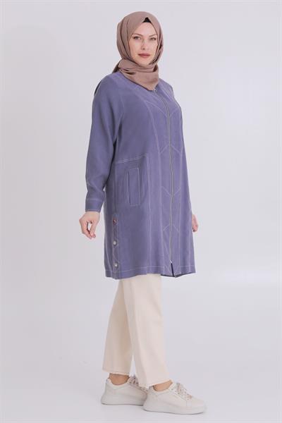 Behrem Büyük Beden Tensel Kumaş Kap Morcivert OTW25113