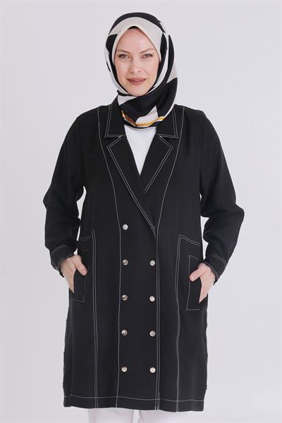 Behrem Büyük Beden Tensel Kumaş Kap Siyah OTW25114