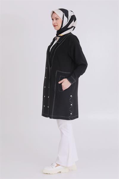 Behrem Büyük Beden Tensel Kumaş Kap Siyah OTW25114