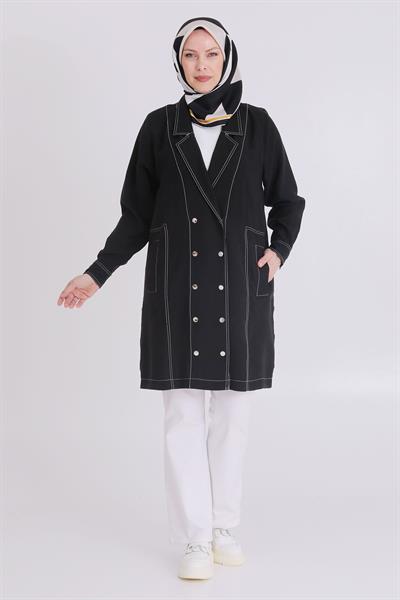 Behrem Büyük Beden Tensel Kumaş Kap Siyah OTW25114