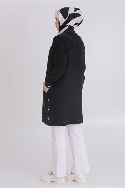 Behrem Büyük Beden Tensel Kumaş Kap Siyah OTW25114