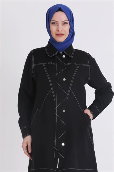 Behrem Büyük Beden Tensel Kumaş Takım Siyah OTW35115