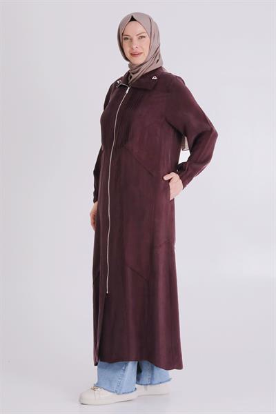 Behrem Büyük Beden Tesettür Cupro Ferace Böğürtlen OTW28083