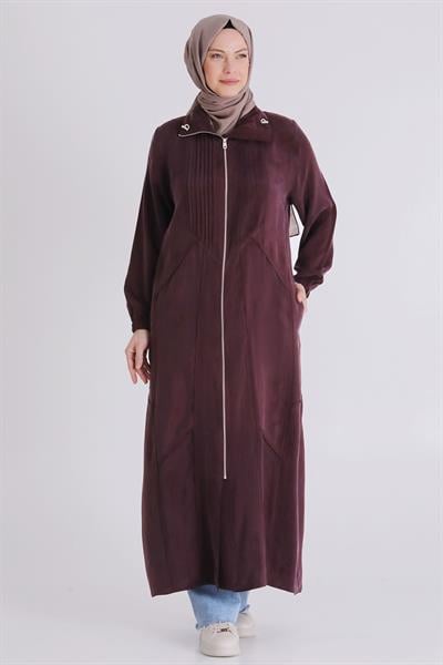 Behrem Büyük Beden Tesettür Cupro Ferace Böğürtlen OTW28083