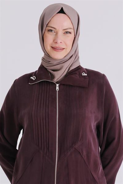 Behrem Büyük Beden Tesettür Cupro Ferace Böğürtlen OTW28083