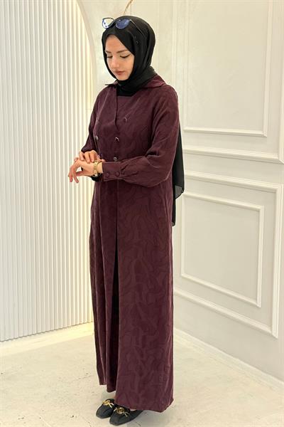 Behrem Büyük Beden Tesettür Elbise Böğürtlen OTW75018