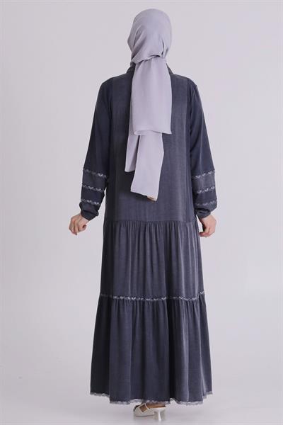 Behrem Büyük Beden Tesettür Elbise Lacivert OTW75008