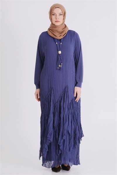 Behrem Büyük Beden Tesettür Elbise Morcivert OTW7526