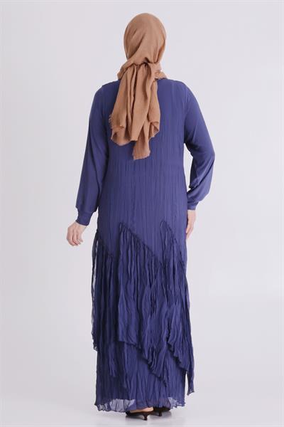 Behrem Büyük Beden Tesettür Elbise Morcivert OTW7526