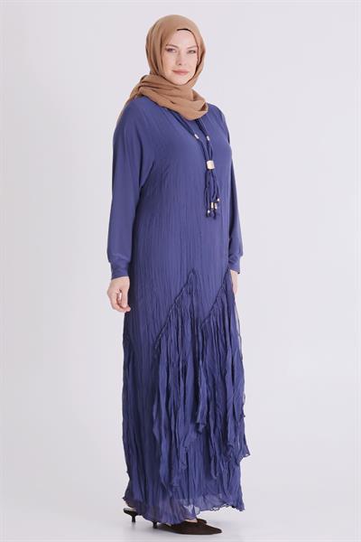 Behrem Büyük Beden Tesettür Elbise Morcivert OTW7526