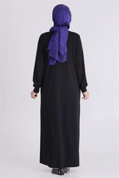 Behrem Büyük Beden Tesettür Elbise Siyah OTW7527