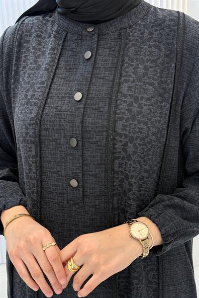 Behrem Büyük Beden Tesettür Elbise Siyah OTW75010