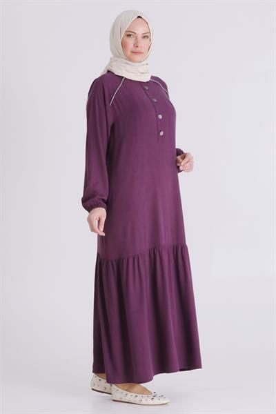 Behrem Büyük Beden Tesettür Elbise Vişne OTW7525