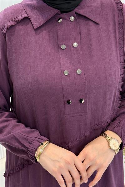 Behrem Büyük Beden Tesettür Elbise Vişne OTW7524