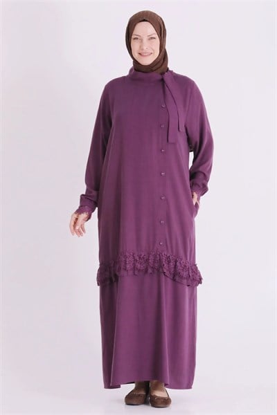 Behrem Büyük Beden Tesettür Elbise Vişne OTW7531