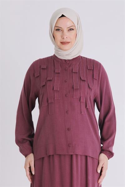 Behrem Büyük Beden Tesettür Etekli Takım Vişne OTW3547