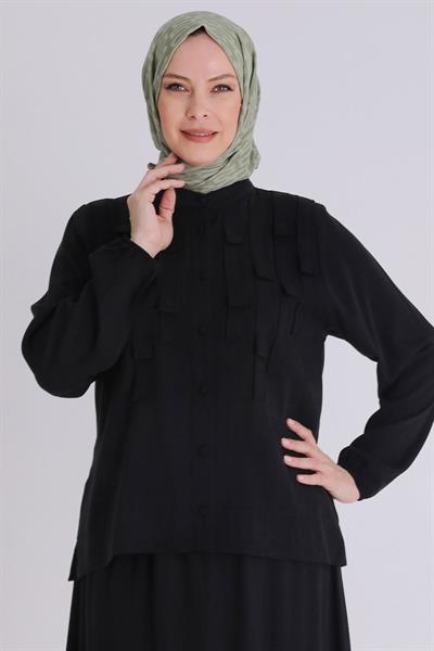 Behrem Büyük Beden Tesettür Etekli Takım Siyah OTW3547