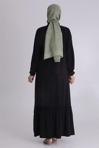 Behrem Büyük Beden Tesettür Etekli Takım Siyah OTW3547