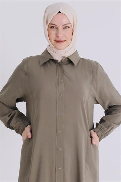 Behrem Büyük Beden Tesettür Ferace Haki OTW2827