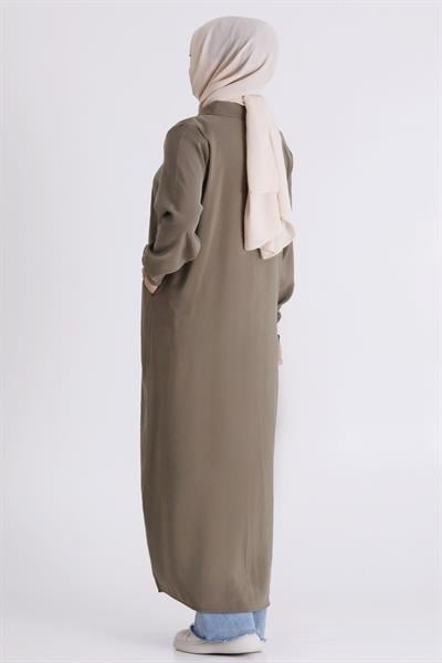 Behrem Büyük Beden Tesettür Ferace Haki OTW2827