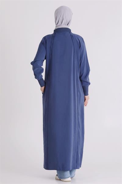 Behrem Büyük Beden Tesettür Ferace İndigo OTW2828