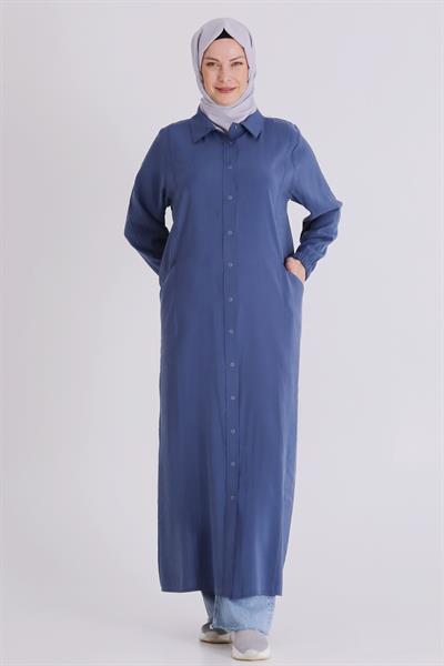 Behrem Büyük Beden Tesettür Ferace İndigo OTW2827