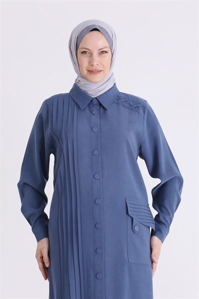Behrem Büyük Beden Tesettür Ferace İndigo OTW28087