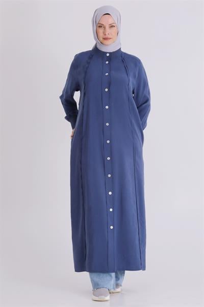 Behrem Büyük Beden Tesettür Ferace İndigo OTW2828